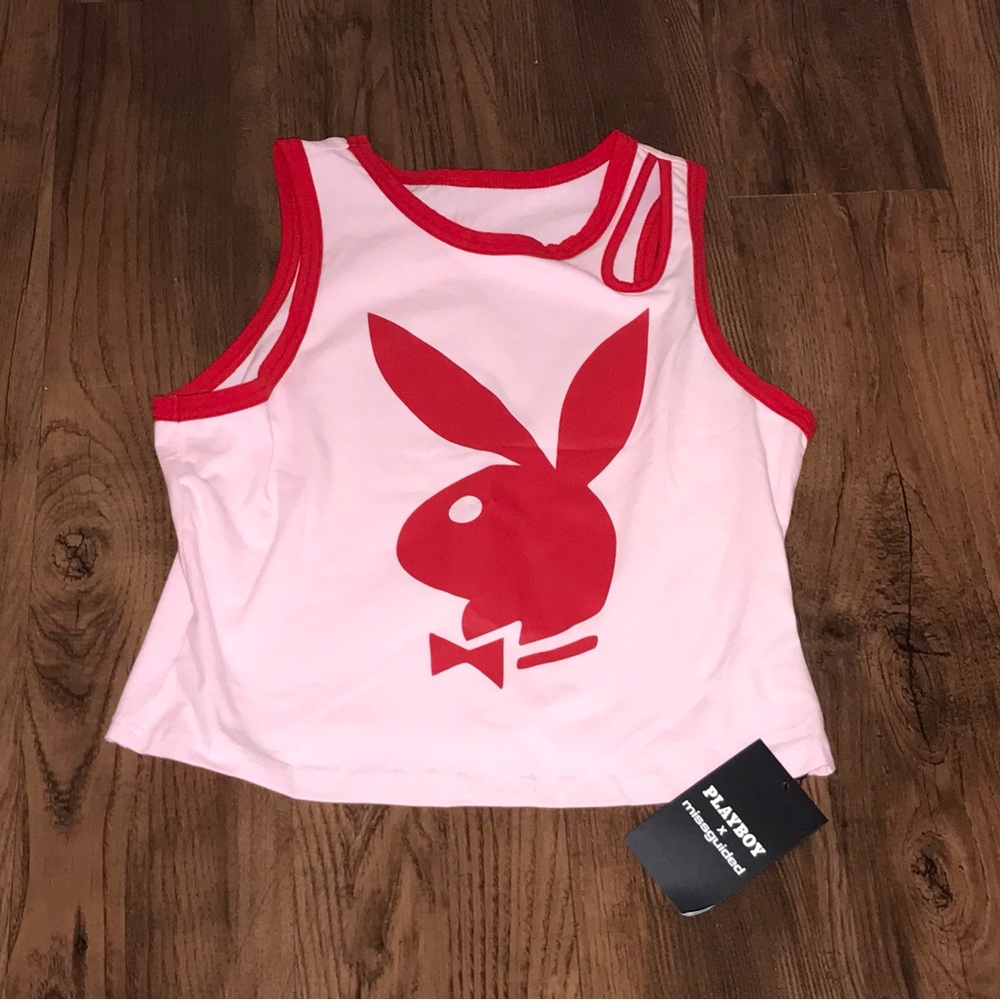 RARE ~ BRAND NEWw/TAGS Playboy Top ADULT SMALL Pink & Red Logo Tank Top